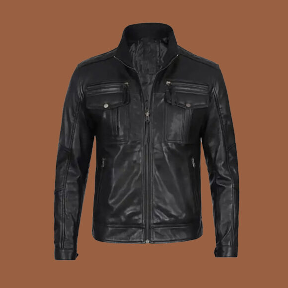 Moffit Men's Cafe Racer Real Leather Jacket