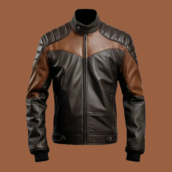 Men's Black Brown Biker Stylish Leather Jacket