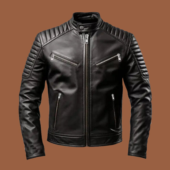 Men's Harvey Black Cafe Racer Leather Jacket