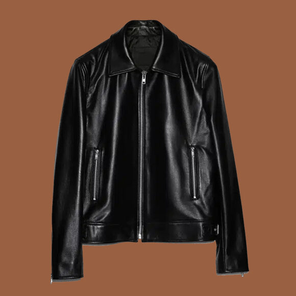 Men's Minimal Black Biker Leather Jacket