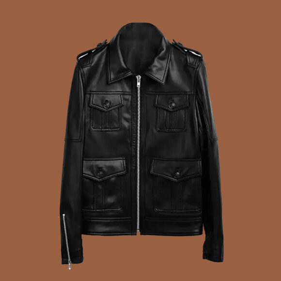 Men's Zip-Up Black Biker Leather Jacket