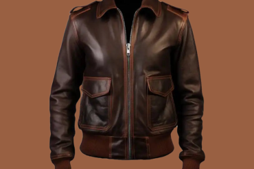 Women’s brown leather bomber jacket