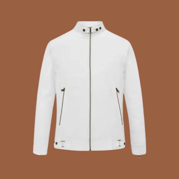 Men's Slim Fit White Biker Leather Jacket