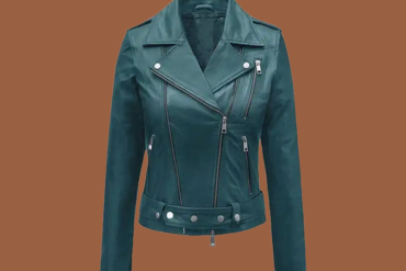 Prussian blue washed wax leather jacket for women
