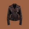 Women’s dark brown biker leather jacket