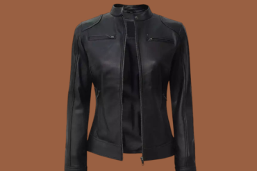 Women’s black café racer real leather jacket