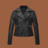 Women’s black and white biker leather jacket