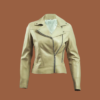 Women’s green biker leather jacket