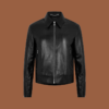 Women’s minimal black leather jacket