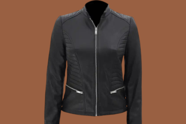Women’s quilted black leather jacket