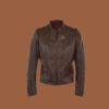 Women’s simple brown moto leather jacket