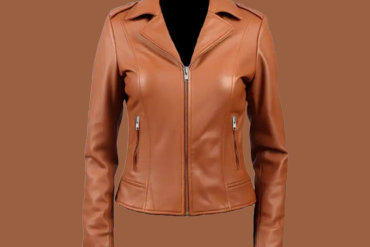 Women’s tan biker leather jacket