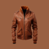 Women’s brown vintage bomber leather jacket