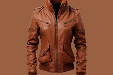 Women’s brown vintage bomber leather jacket