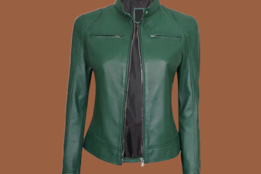 Women’s dodge green café racer leather jacket