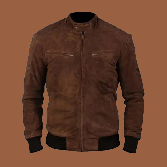 Men's Bomber Brown Suede Leather Jacket