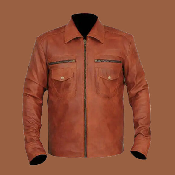 Men's Distressed Brown Leather Jacket