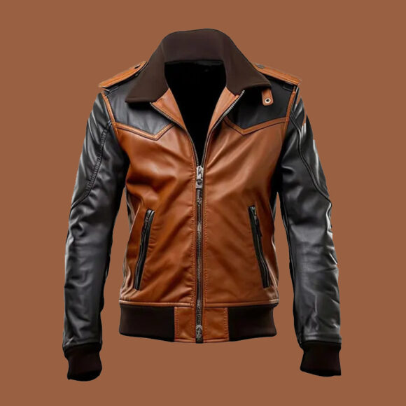 Men’s Brown Black Flying Pilot Jacket by BFI Leathers