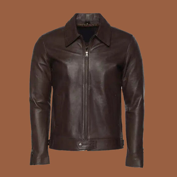 Men's old English Brown Leather Jacket