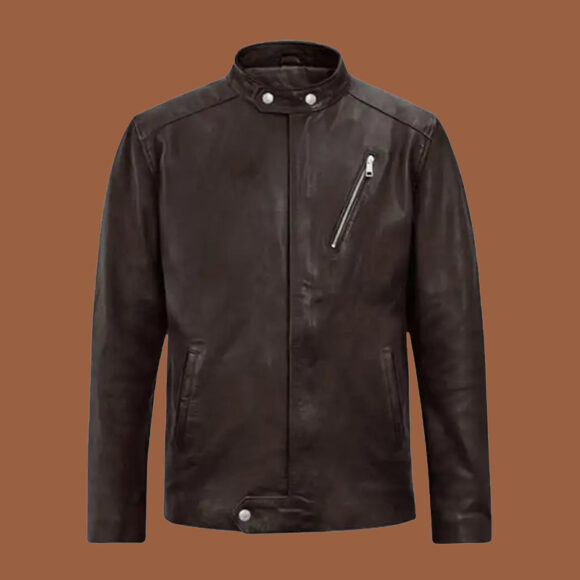 Men's Moto Brown Biker Leather Jacket