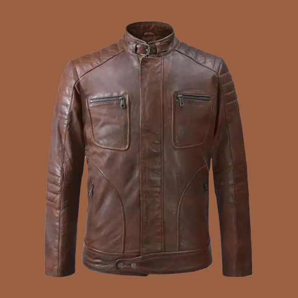 Men's Moto Spanish Brown Biker Leather Jacket
