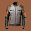 Men’s Grey Brown Leather Jacket by BFI Leathers