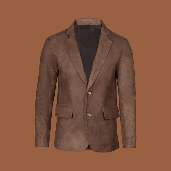 Men's Snuff Brown Leather Blazer Jacket