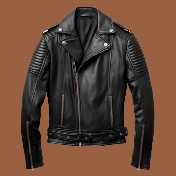 Men's Real Leather Black Biker Jacket