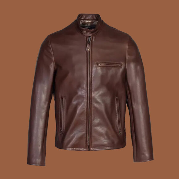 Men's Brown Distress Cafe Racer Leather jacket