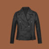 Women’s classic black biker leather jacket