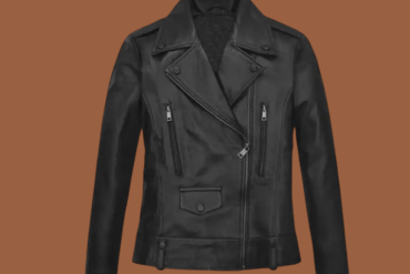 Women’s classic black biker leather jacket