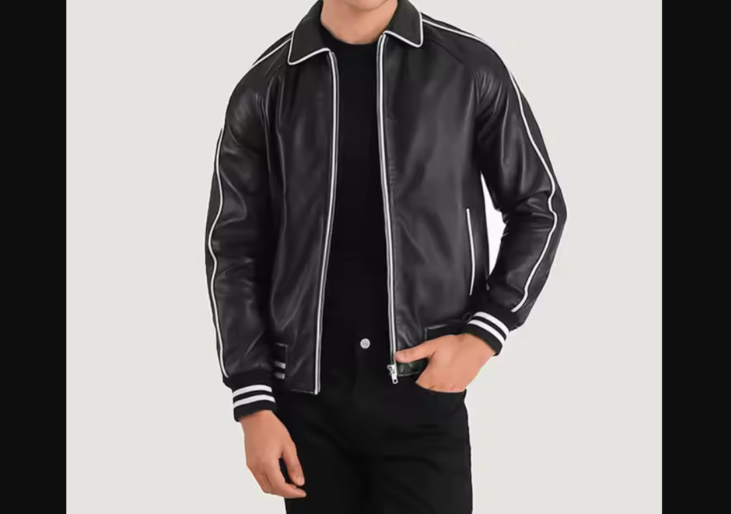 Varsity leather jacket showcasing timeless American style and heritage by BFI Leathers