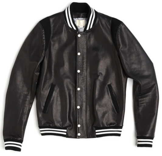 Varsity leather jacket by BFI Leathers showcasing timeless American style and classic design