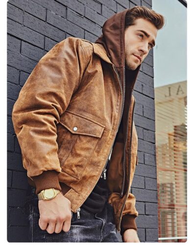 Premium bomber leather jacket by BFI Leathers with classic American style