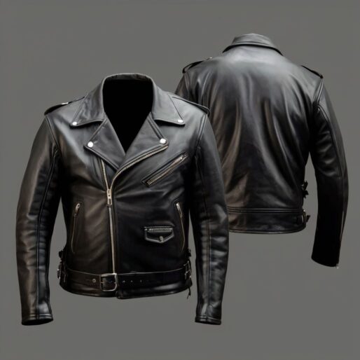 Biker and racer leather jackets with a sleek, fitted silhouette and zippered detailing