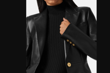 Modern American fashion look featuring a leather blazer